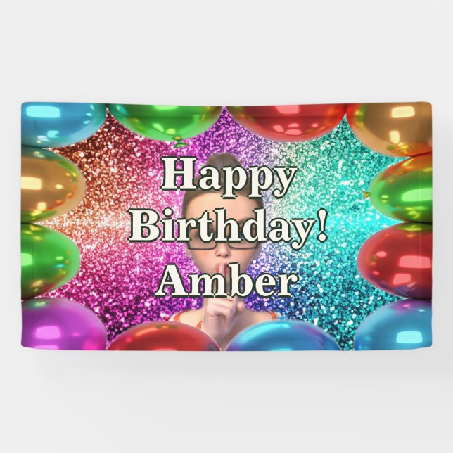 Student Girl Personalised character birthday Banner (Horizontal)