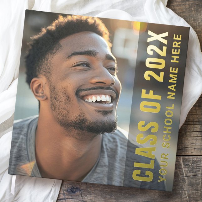 Student graduation modern dark overlay photo guest book (Student graduation modern dark overlay photo foil guest book)