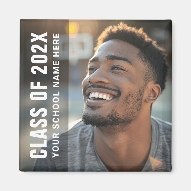 Student graduation modern dark overlay photo magnet (Front)