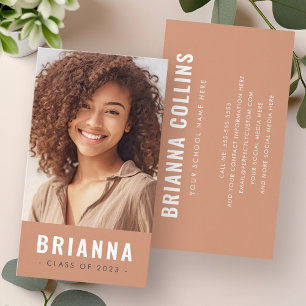 Student graduation networking photo terracotta business card