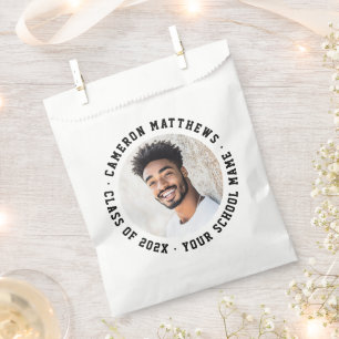 Student graduation photo modern white favour bag