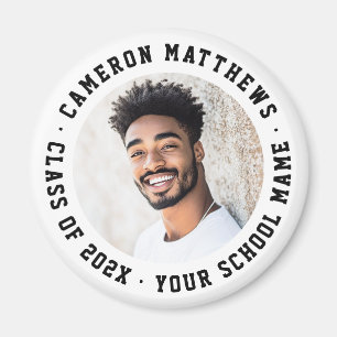 Student graduation photo modern white magnet