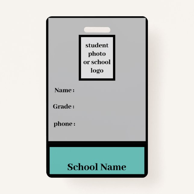 student identity badge ID badge (Front)