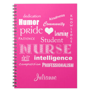 Student Nurse-Attributes+Heart/Personalise Name Notebook