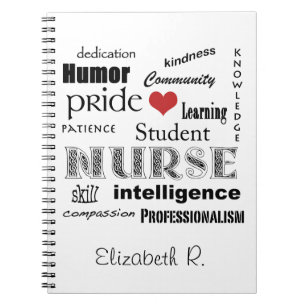Student Nurse-Attributes+Heart/Personalise Name Notebook