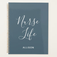 Student Nurse Dusty Blue White Script Personalised