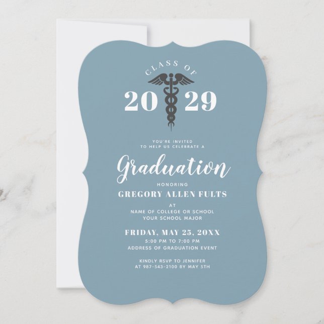 Student Nurse Graduate Dusty Blue Class Of Medical Invitation (Front)