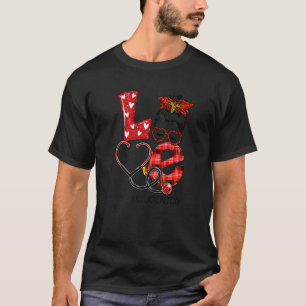 Student Nurse Plaid Red Leopard Love Heart Messy B T-Shirt
