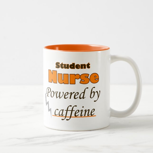 Student Nurse Powered by caffeine Two-Tone Coffee Mug (Right)