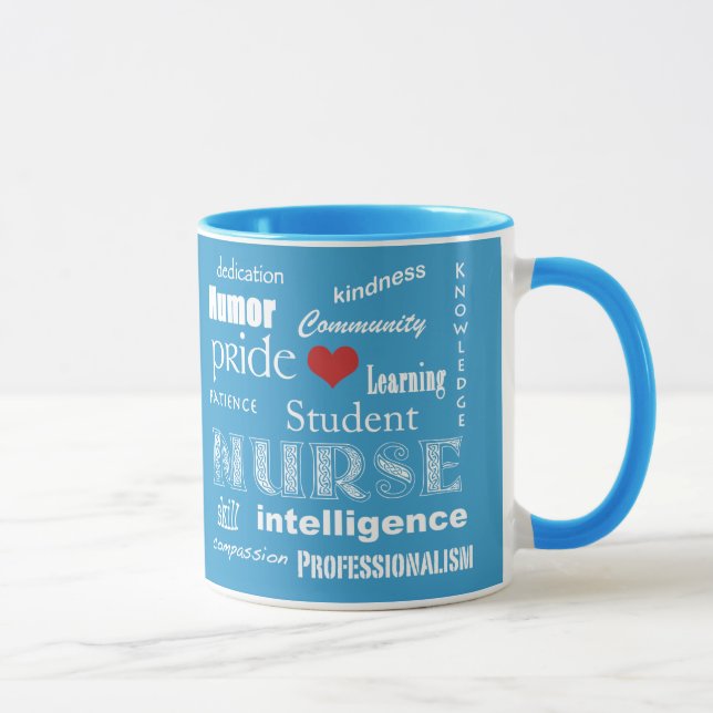 Student Nurse Pride-Attributes+Heart/Aqua Blue Mug (Right)