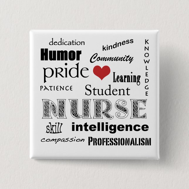 Student Nurse Pride-Attributes/Red Heart 15 Cm Square Badge (Front)