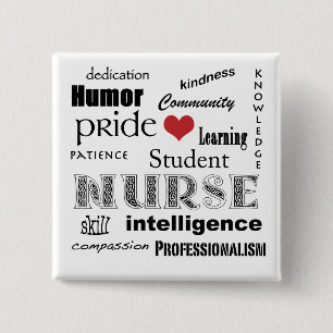 Student Nurse Pride-Attributes/Red Heart 15 Cm Square Badge
