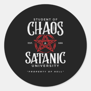 Student of chaos satanic university covens for classic round sticker