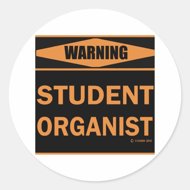 Student Organist Classic Round Sticker (Front)
