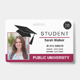 Student Photo ID School University Badge Burgundy