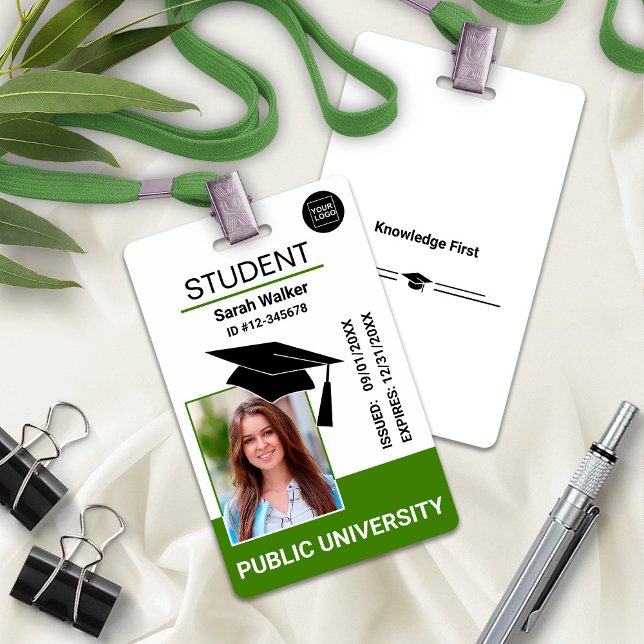 Student Photo ID School University Badge - Green (Student Photo ID School University Badge - Green)
