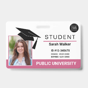 Student Photo ID School University Badge – Pink