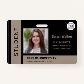 Student photo ID school university dark beige ID Badge