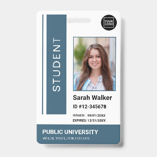 Student photo ID school university dusty blue Badge
