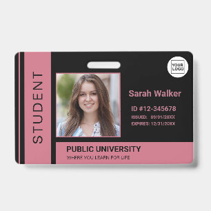 Student photo ID school university dusty rose Badge