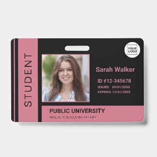 Student photo ID school university dusty rose Badge