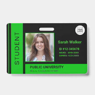 Student photo ID school university green Badge