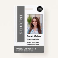 Student photo ID school university grey Badge