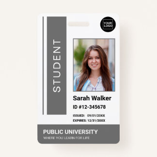 Student photo ID school university grey Badge ID Badge