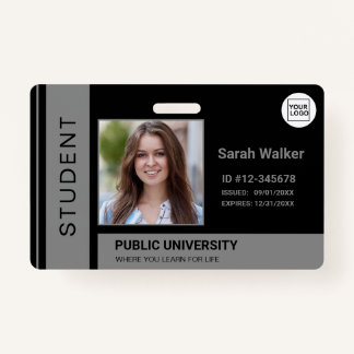Student photo ID school university grey ID Badge