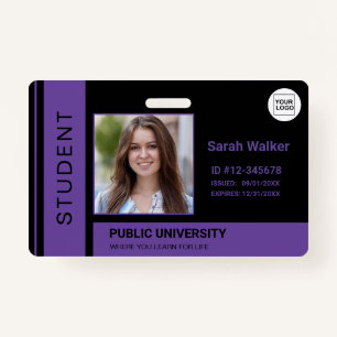 Student photo ID school university lilac ID Badge