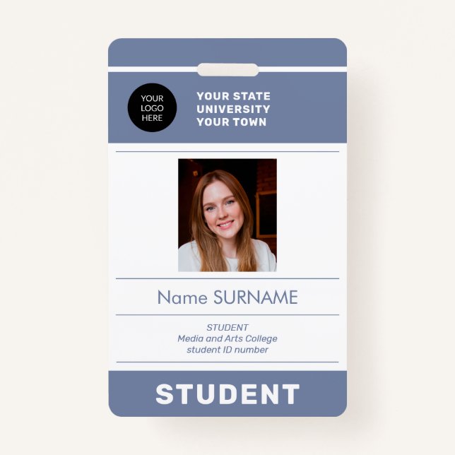 Student photo ID school university modern ID Badge (Front)
