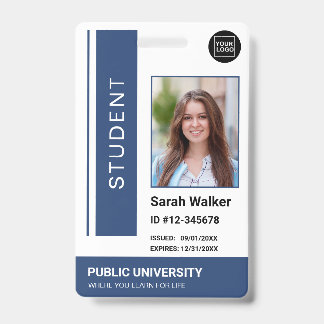 Student photo ID school university navy blue Badge