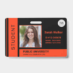Student photo ID school university orange Badge