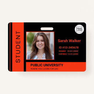 Student photo ID school university orange ID Badge
