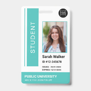 Student photo ID school university turquoise Badge