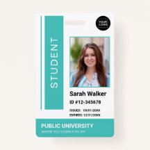 Student photo ID school university turquoise Badge