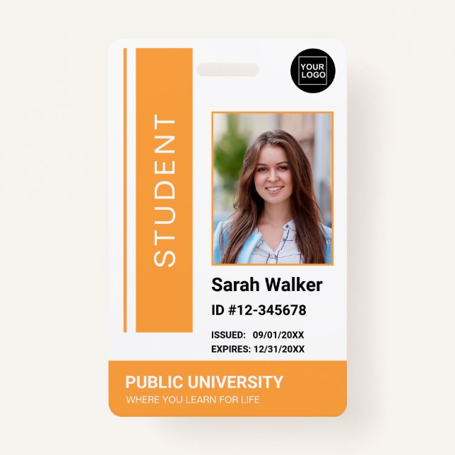 Student photo ID school university yellow Badge ID Badge (Front)