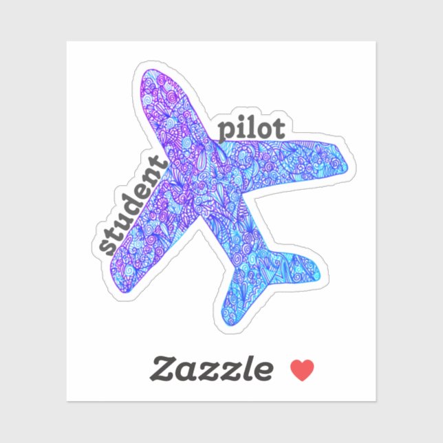 "Student Pilot" Aeroplane Vinyl Sticker (purple) (Sheet)