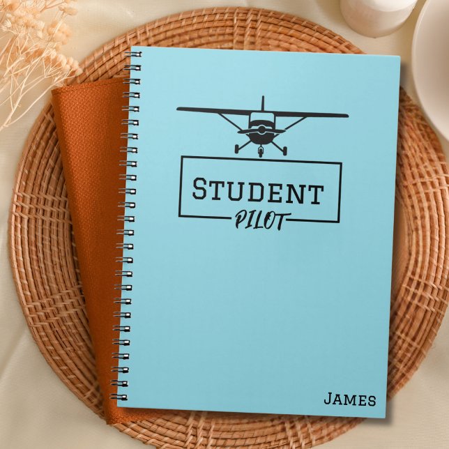 Student Pilot Cessna Aeroplane Blue Custom Name  Notebook (Creator Uploaded)