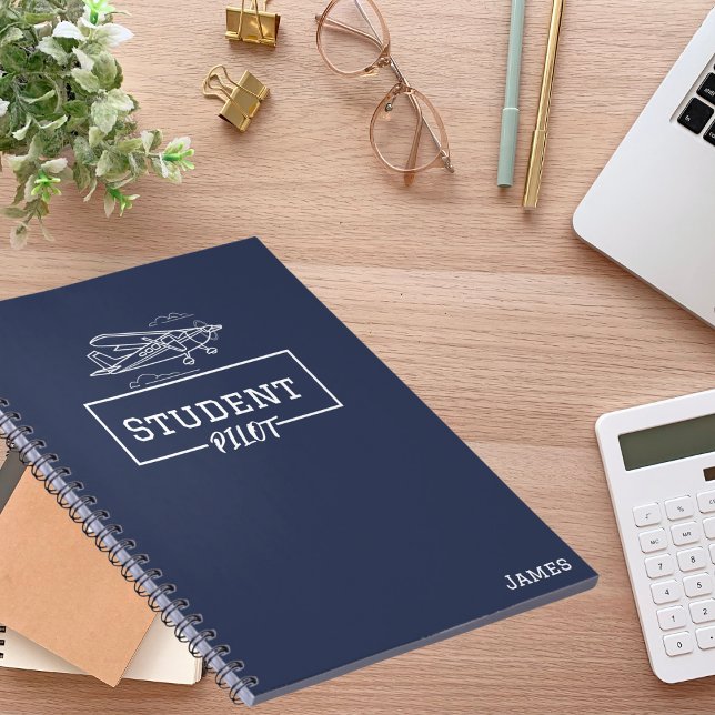 Student Pilot Cessna Aeroplane Clouds Custom Name  Notebook (Creator Uploaded)
