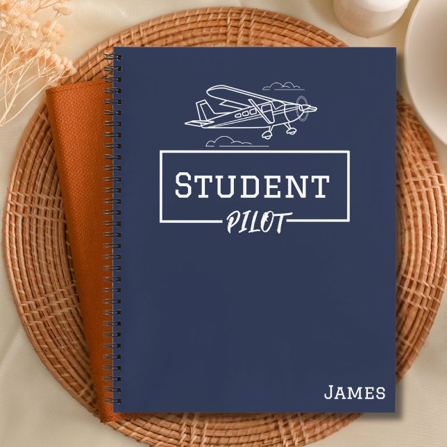 Student Pilot Cessna Aeroplane Clouds Custom Name  Notebook (Creator Uploaded)