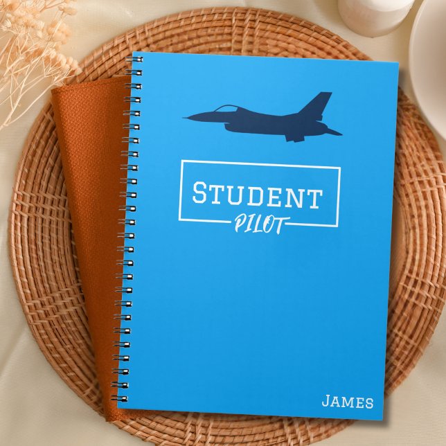 Student Pilot F-16 Falcon Aeroplane Blue Custom Notebook (Creator Uploaded)