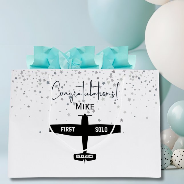 Student Pilot First Solo Aeroplane Aviation Custom Large Gift Bag (Creator Uploaded)