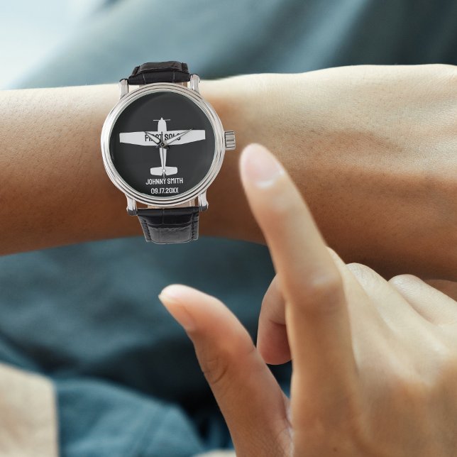 Student Pilot First Solo Aeroplane Black Aviation Watch (Creator Uploaded)