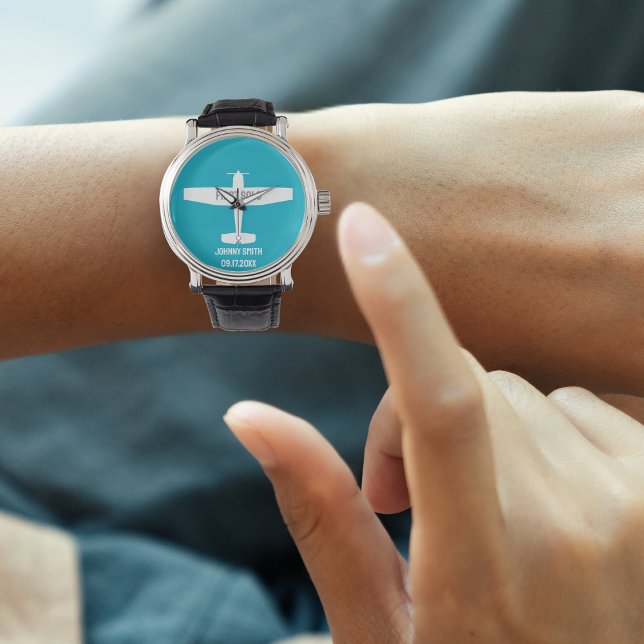 Student Pilot First Solo Aeroplane Blue Aviation Watch (Creator Uploaded)