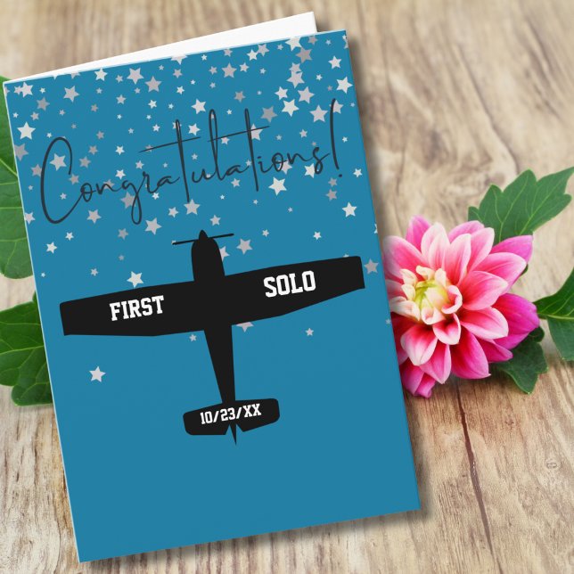 Student Pilot First Solo Aeroplane Congratulations Card (Creator Uploaded)