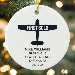 Student Pilot First Solo Aeroplane Custom XMAS Ceramic Ornament