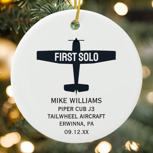 Student Pilot First Solo Aeroplane Custom XMAS Ceramic Ornament (Creator Uploaded)