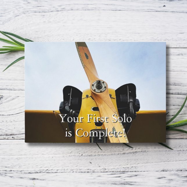Student Pilot First Solo Aeroplane Funny Congrats Card (front)