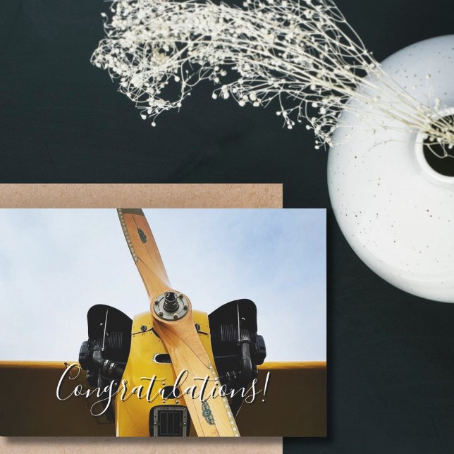 Student Pilot First Solo Aeroplane Funny Congrats Card (front)